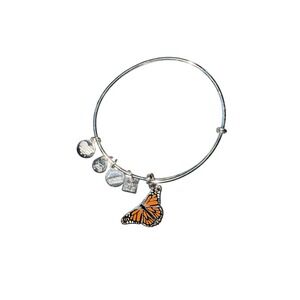 Alex and Ani Charity by Design Monarch Butterfly Bangle Bracelet Silver Orange
